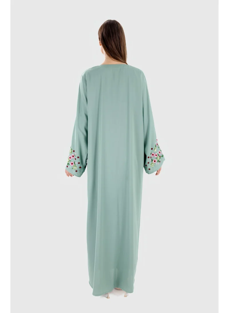 Ophelia  MIRACLE Women’s Luxury Abaya – Elegant Sage Green Open Abaya with Premium Fabric, Modest Wear for Daily & Occasion Use for Women | Best Price UAE